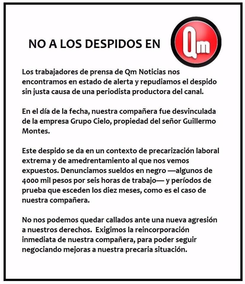 despidos QM comunicado