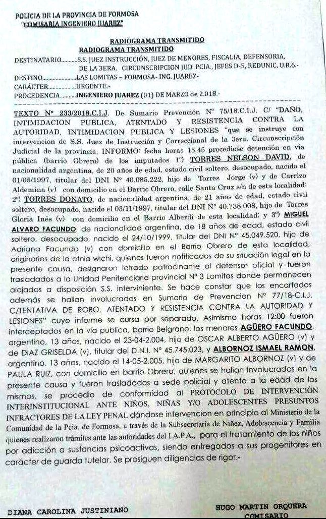 acusaciones jovenes wichi