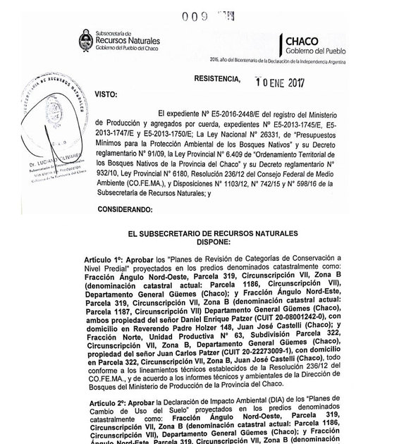resoucion chaco desmontes