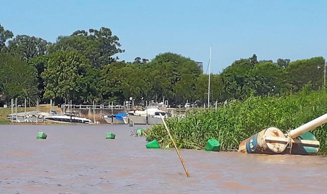 bidones glifosato en el rio parana