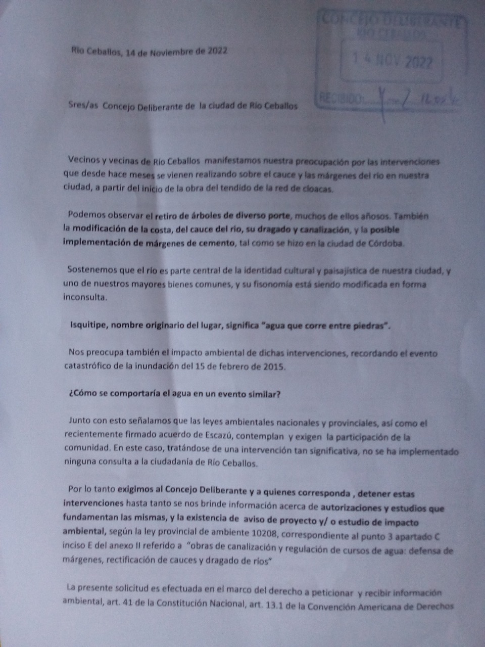 nota concejo deliberante rioceballos obracloacas