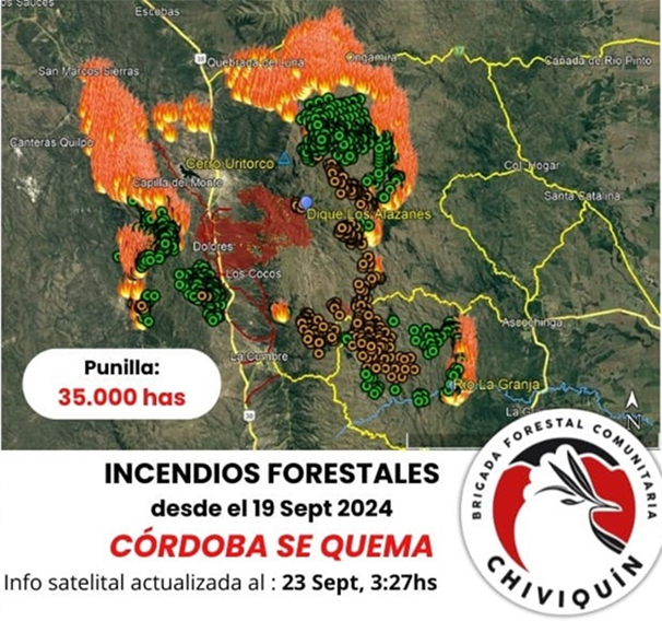 cordoba mapa de incendios 23 9 2024