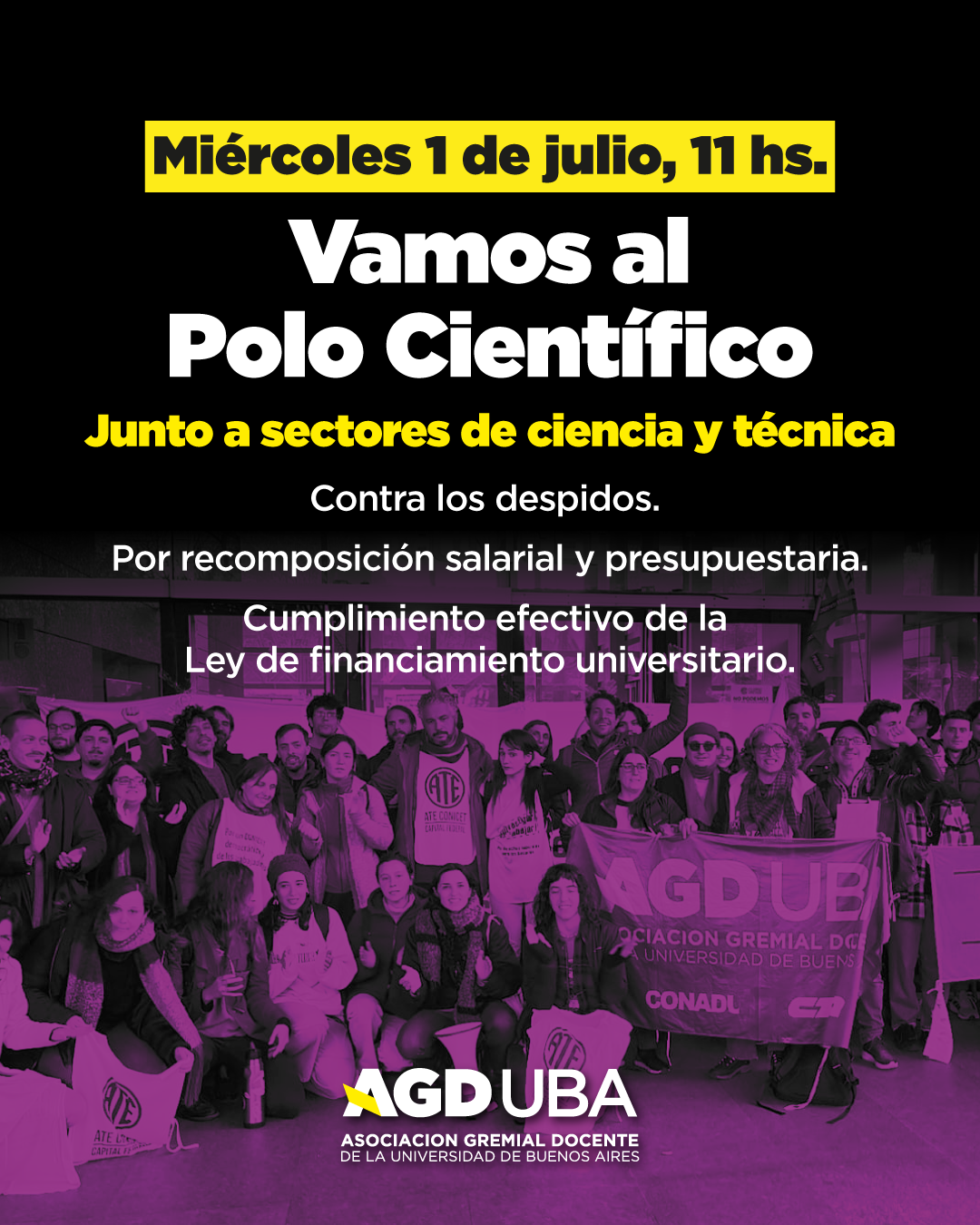 Movilización en rechazo a 380 despidos de científicxs en CONICET