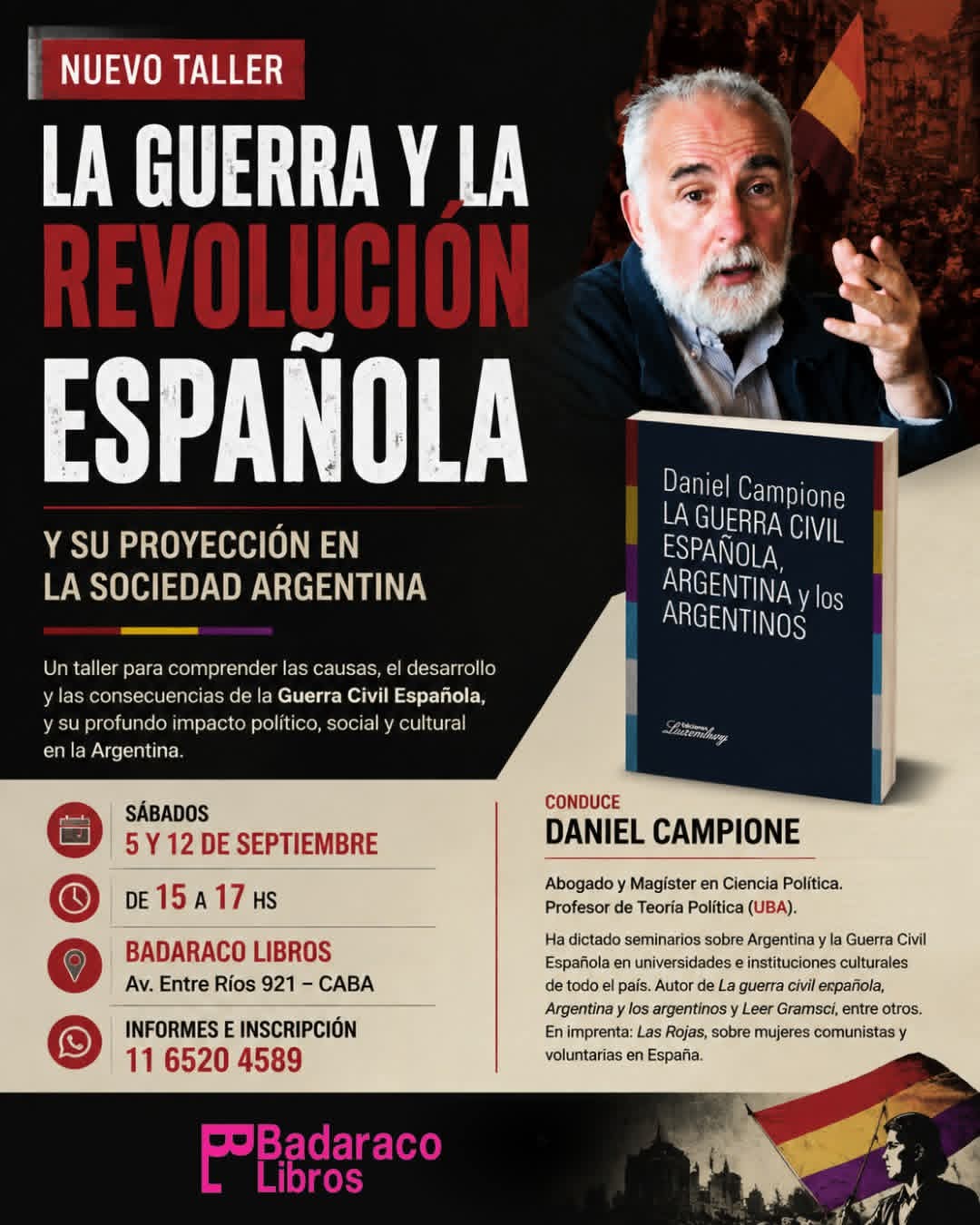 Taller de Daniel Campione en Badaraco Libros